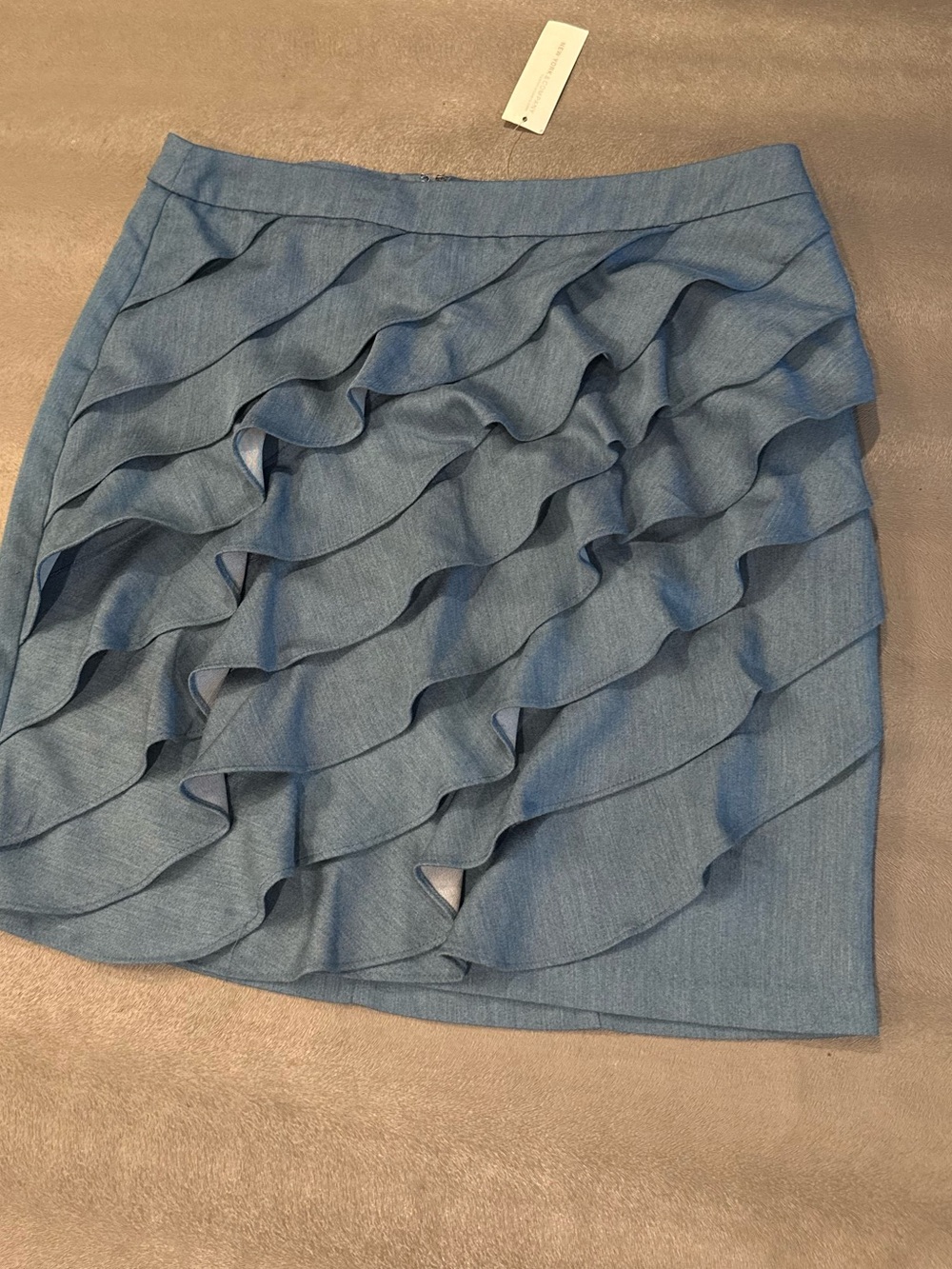 New York & Company Light Blue Ruffle Mini Skirt. Size 10